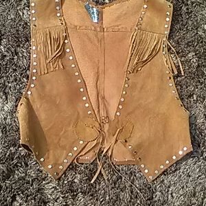 Suede/leather cowboy vest OS